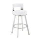 Lynof Swivel Bar Stool in Brushed Stainless Steel with White Faux Leather By Armen Living | Bar Stools | Modishstore - 2