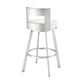 Lynof Swivel Bar Stool in Brushed Stainless Steel with White Faux Leather By Armen Living | Bar Stools | Modishstore - 5