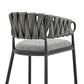 Vigona Bar Stool in Black Metal with Grey Fabric and Faux Leather By Armen Living | Bar Stools | Modishstore - 10