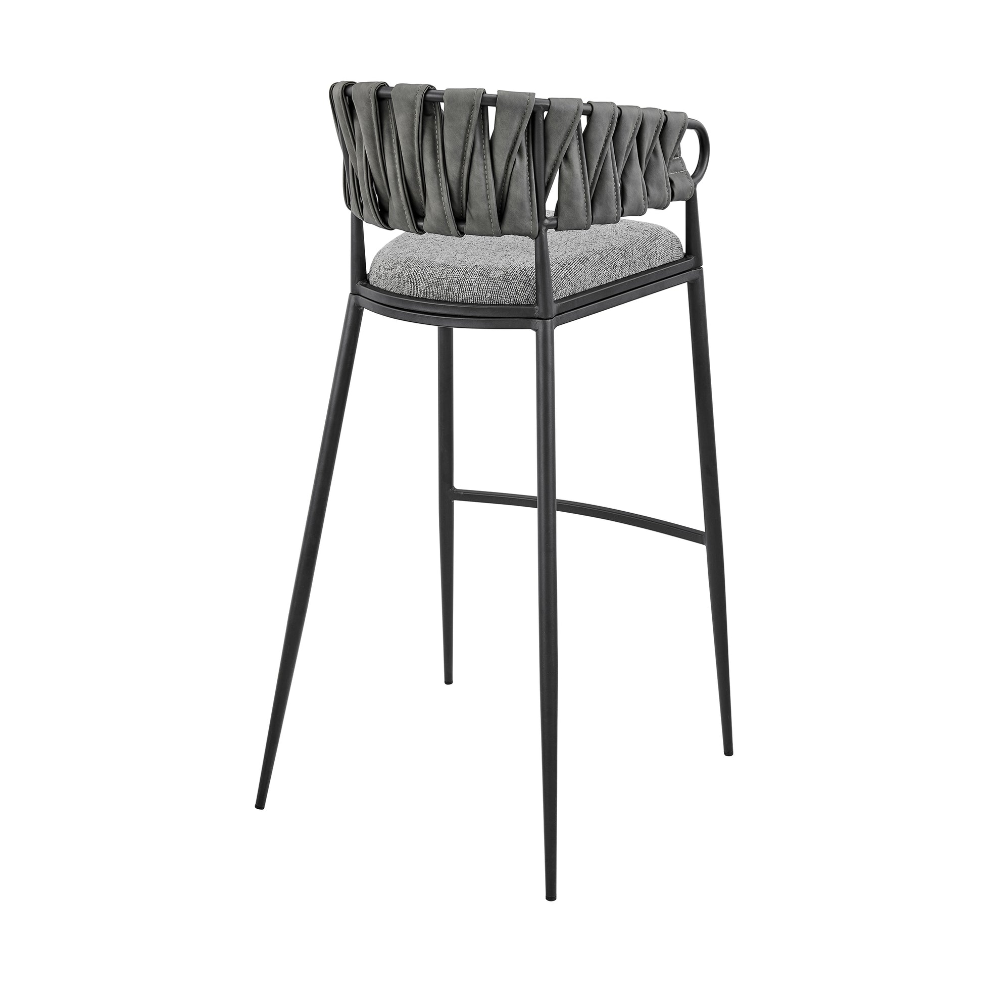 Vigona Counter Stool in Black Metal with Grey Fabric and Faux Leather By Armen Living | Counter Stools | Modishstore - 5