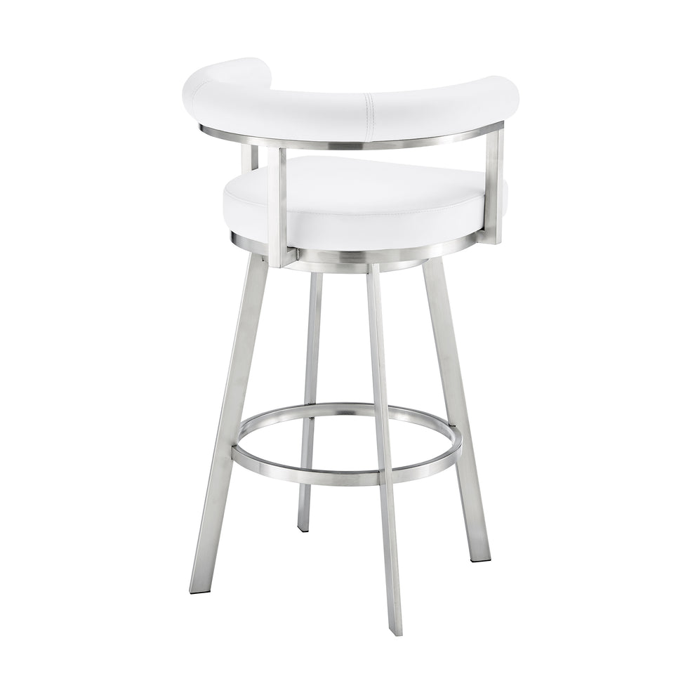 Nolagam Swivel Counter Stool in Brushed Stainless Steel with Black Faux Leather By Armen Living | Counter Stools | Modishstore - 25
