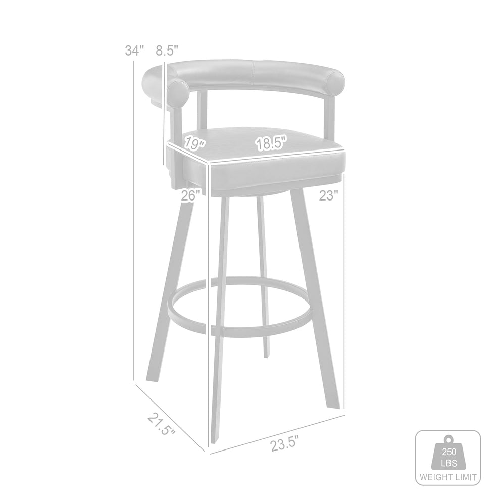 Nolagam Swivel Counter Stool in Brushed Stainless Steel with Black Faux Leather By Armen Living | Counter Stools | Modishstore - 29