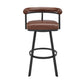 Nolagam Swivel Bar Stool in Black Metal with Brown Faux Leather By Armen Living | Bar Stools | Modishstore - 3