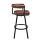Nolagam Swivel Bar Stool in Black Metal with Brown Faux Leather By Armen Living | Bar Stools | Modishstore - 4