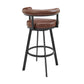 Nolagam Swivel Bar Stool in Black Metal with Brown Faux Leather By Armen Living | Bar Stools | Modishstore - 5