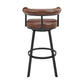 Nolagam Swivel Bar Stool in Black Metal with Brown Faux Leather By Armen Living | Bar Stools | Modishstore - 6