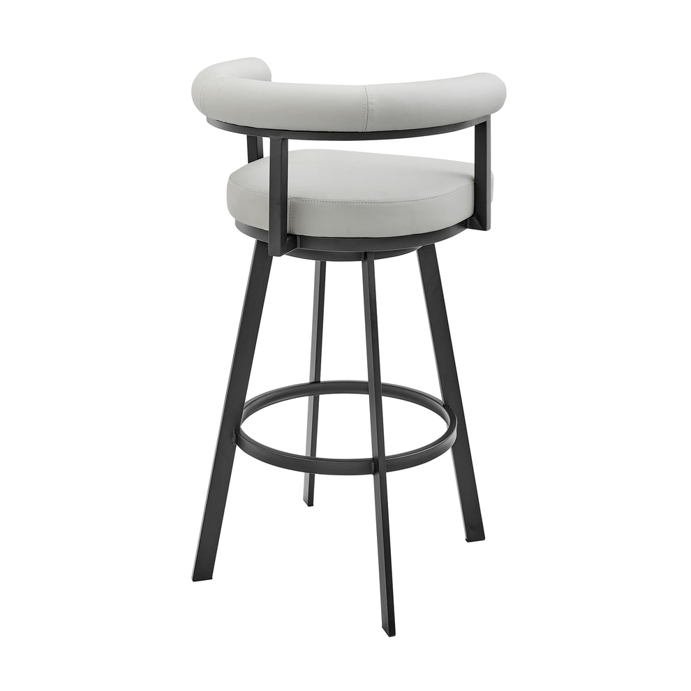 Nolagam Swivel Bar Stool in Black Metal with Brown Faux Leather By Armen Living | Bar Stools | Modishstore - 15