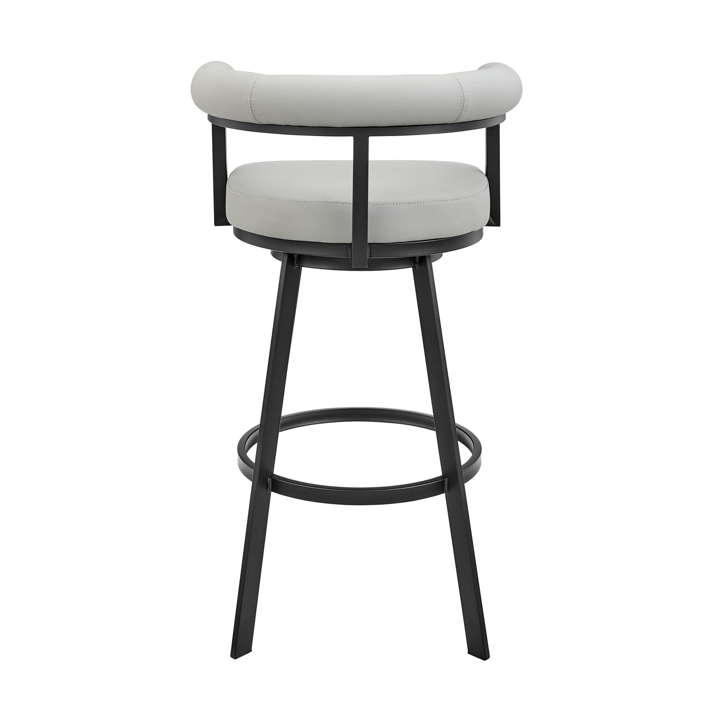 Nolagam Swivel Bar Stool in Black Metal with Brown Faux Leather By Armen Living | Bar Stools | Modishstore - 16