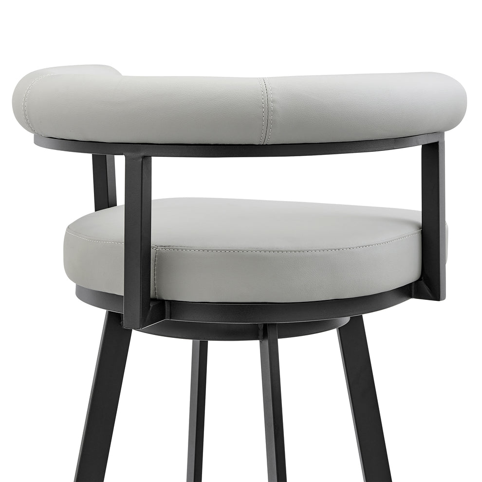 Nolagam Swivel Bar Stool in Black Metal with Brown Faux Leather By Armen Living | Bar Stools | Modishstore - 20