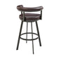 Nolagam Swivel Bar Stool in Brown Metal with Brown Faux Leather By Armen Living | Bar Stools | Modishstore - 5