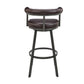 Nolagam Swivel Bar Stool in Brown Metal with Brown Faux Leather By Armen Living | Bar Stools | Modishstore - 6