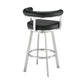 Nolagam Swivel Bar Stool in Brushed Stainless Steel with Black Faux Leather By Armen Living | Bar Stools | Modishstore - 5