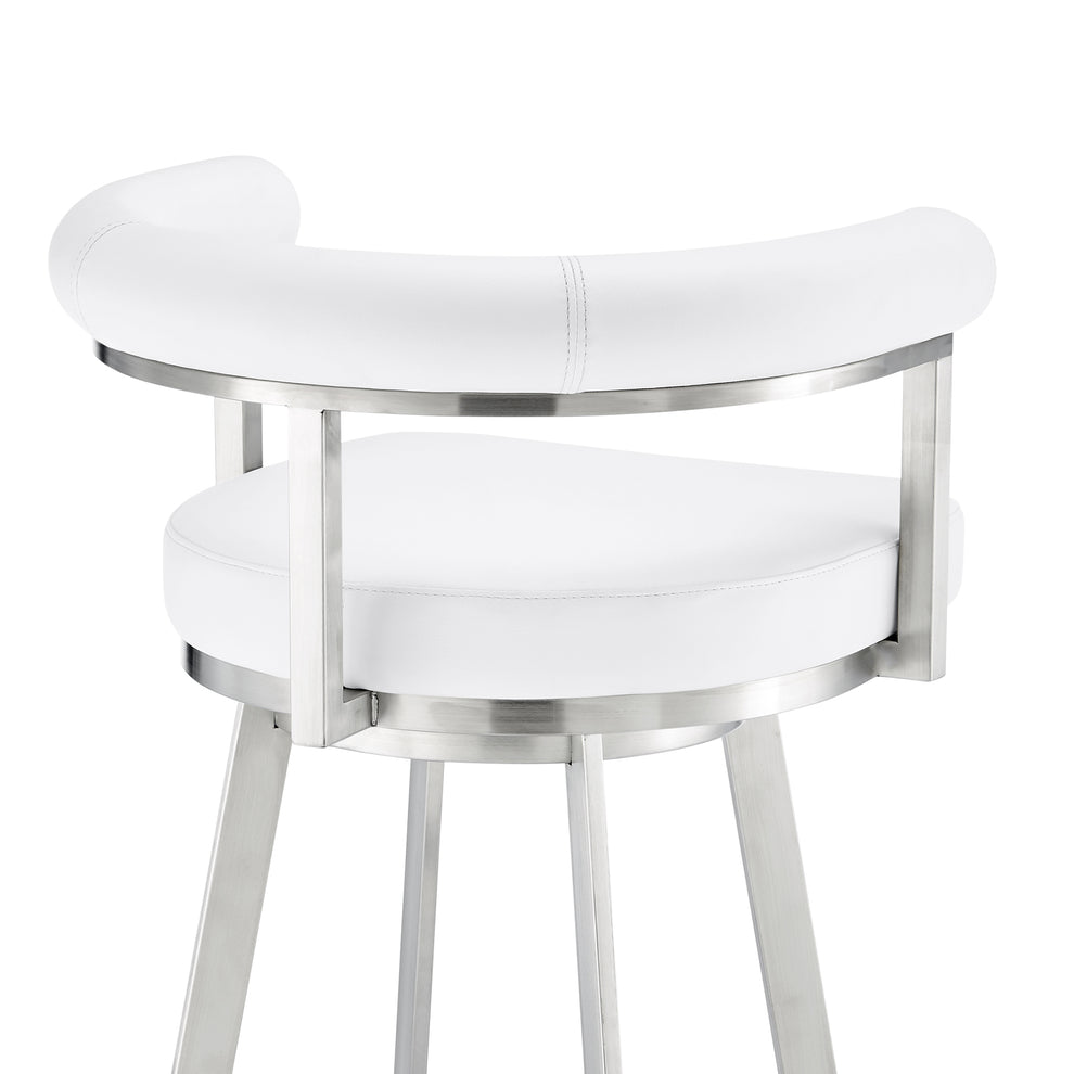 Nolagam Swivel Bar Stool in Brushed Stainless Steel with Black Faux Leather By Armen Living | Bar Stools | Modishstore - 30