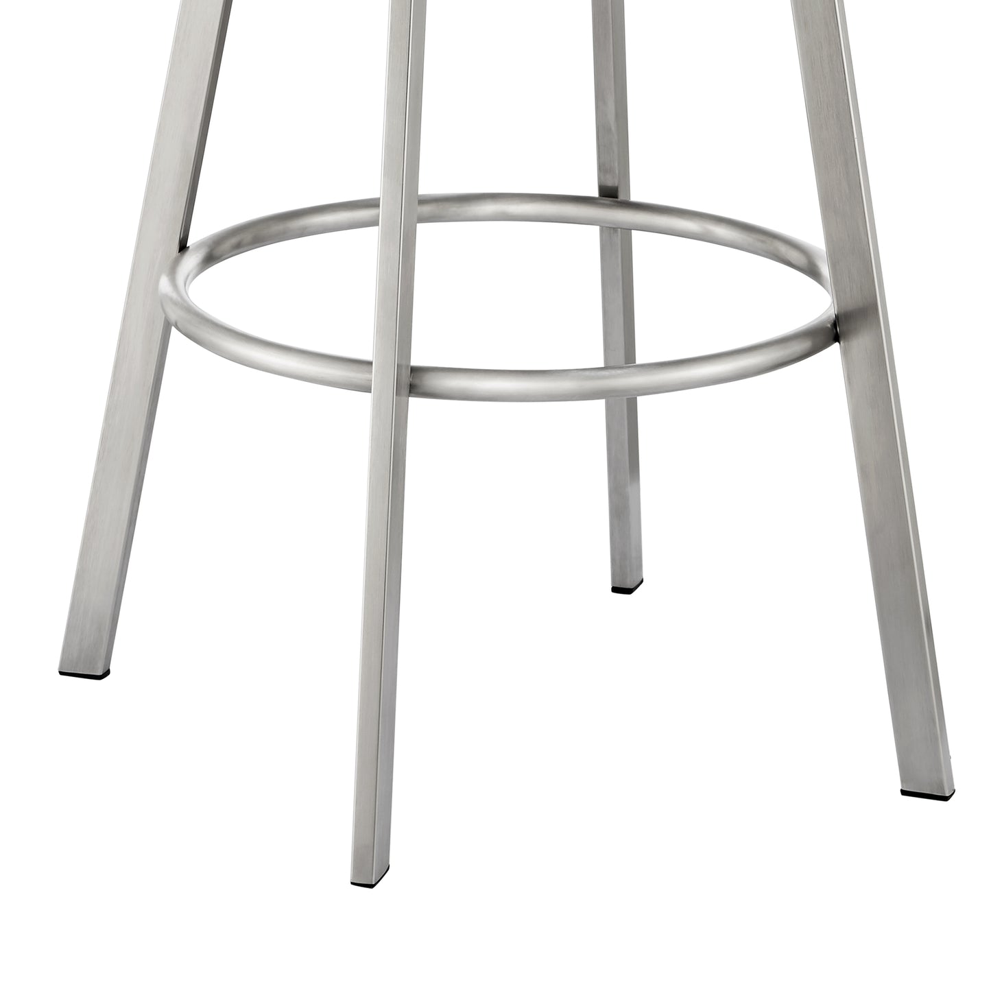 Noran Swivel Counter Stool in Brushed Stainless Steel with White Faux Leather By Armen Living | Counter Stools | Modishstore - 8