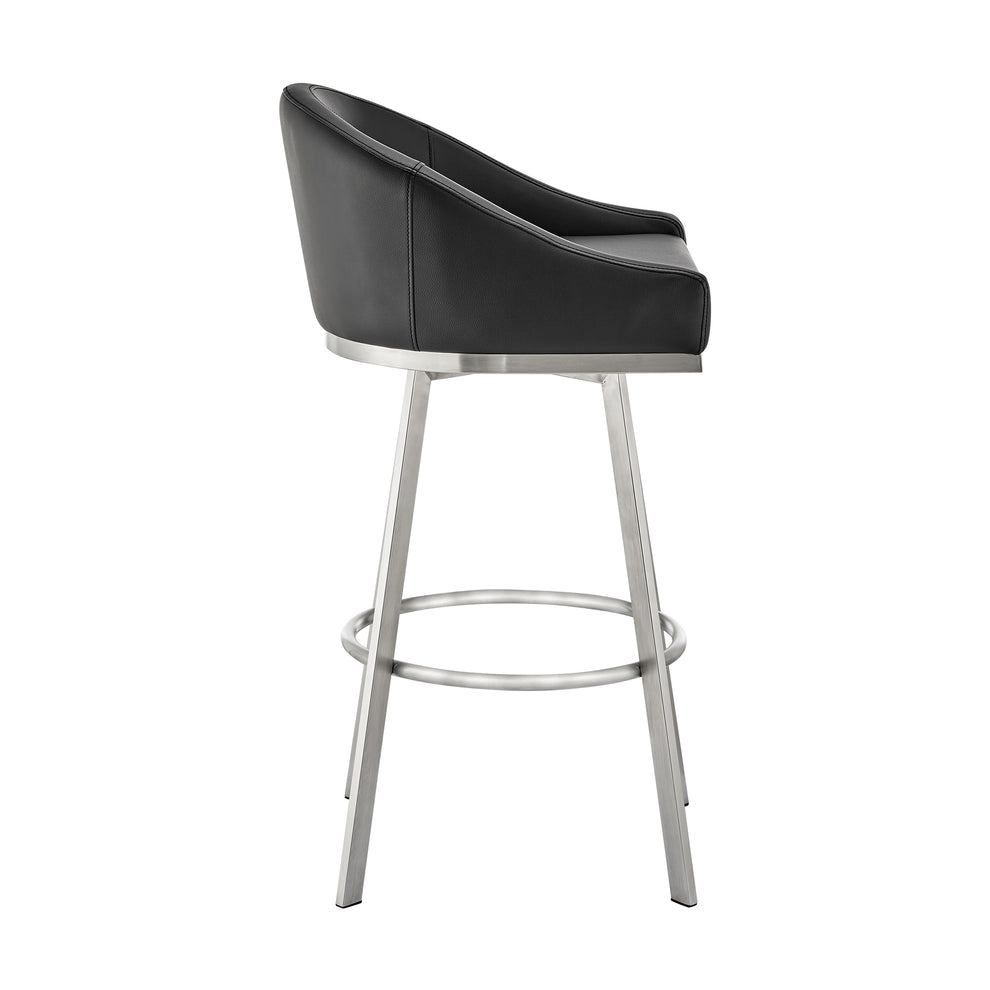 Noran Swivel Counter Stool in Brushed Stainless Steel with White Faux Leather By Armen Living | Counter Stools | Modishstore - 14