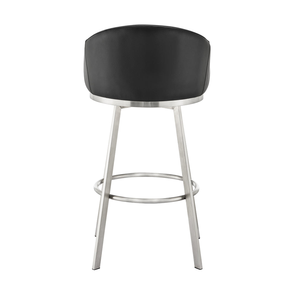 Noran Swivel Counter Stool in Brushed Stainless Steel with White Faux Leather By Armen Living | Counter Stools | Modishstore - 16
