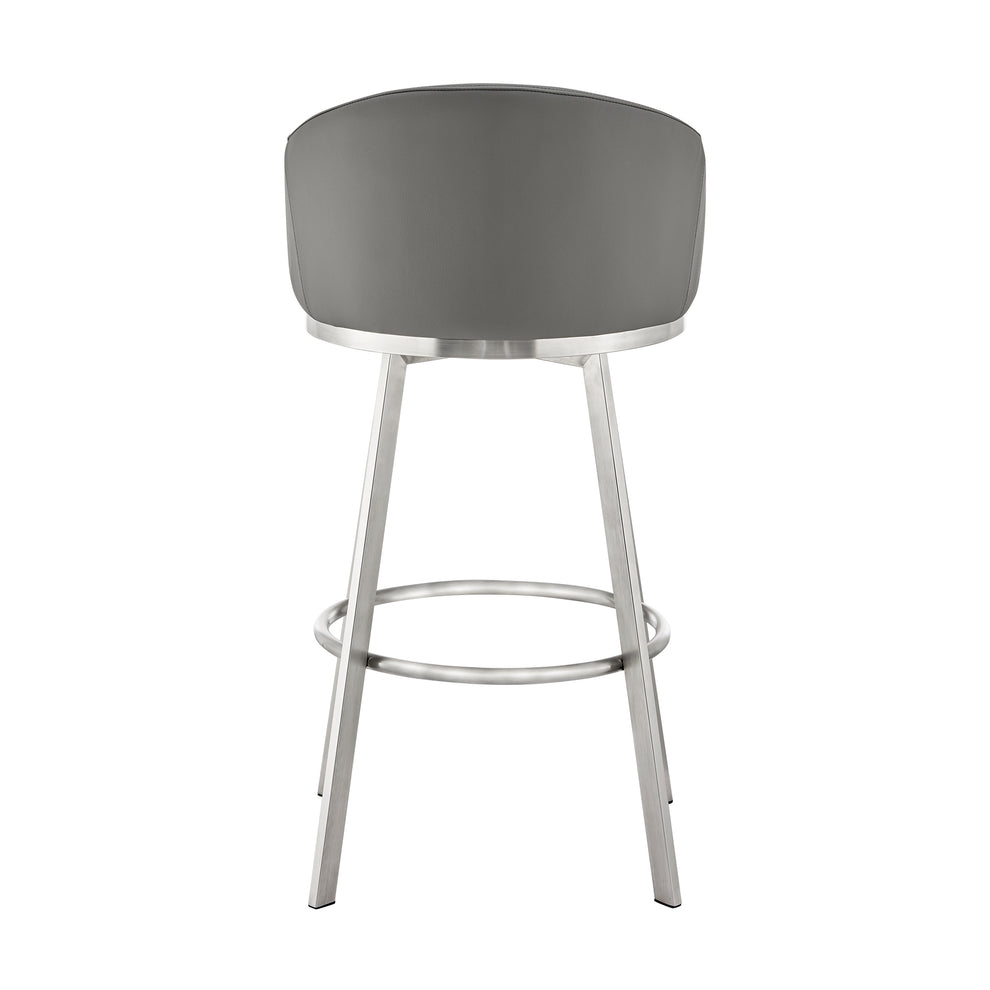 Noran Swivel Counter Stool in Brushed Stainless Steel with White Faux Leather By Armen Living | Counter Stools | Modishstore - 26