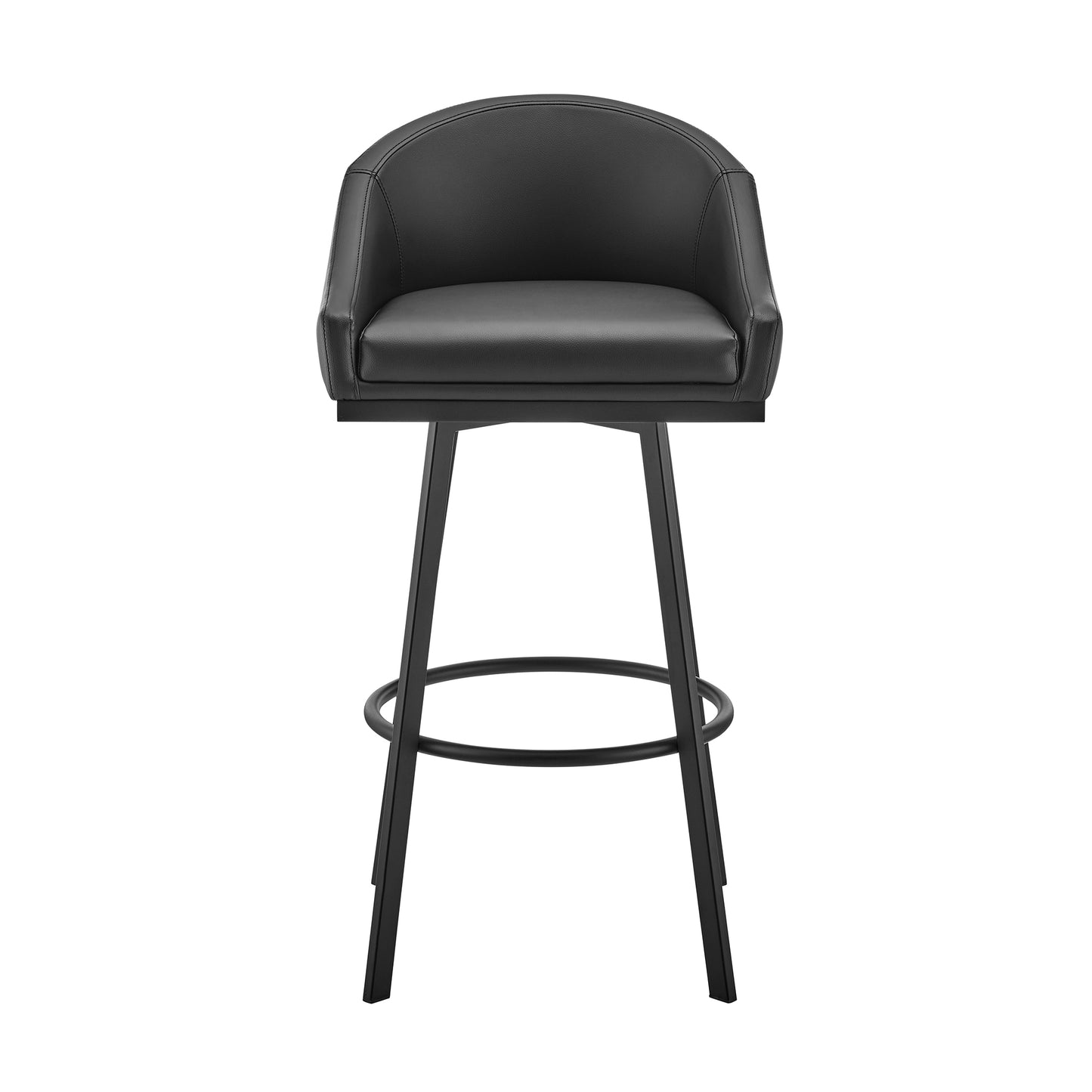 Noran Swivel Counter Stool in Black Metal with Black Faux Leather By Armen Living | Counter Stools | Modishstore - 3