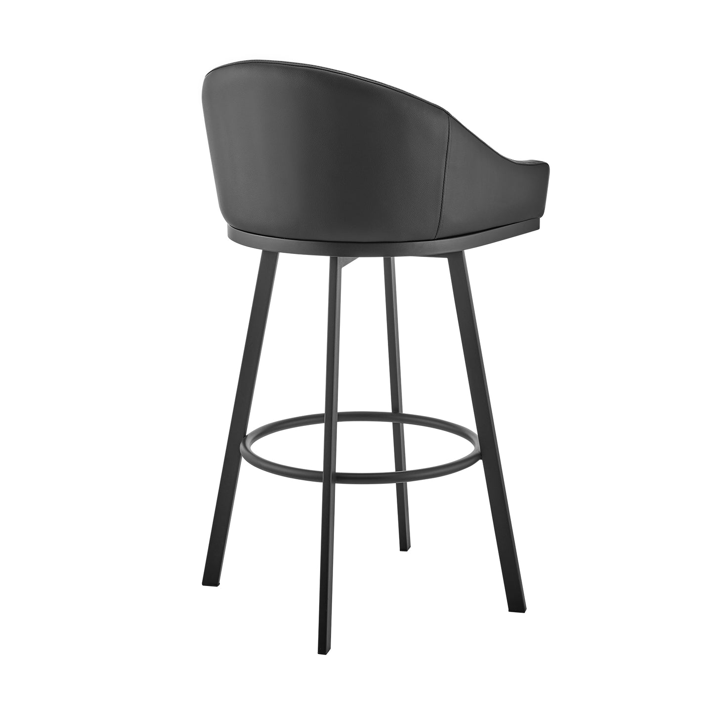 Noran Swivel Counter Stool in Black Metal with Black Faux Leather By Armen Living | Counter Stools | Modishstore - 5