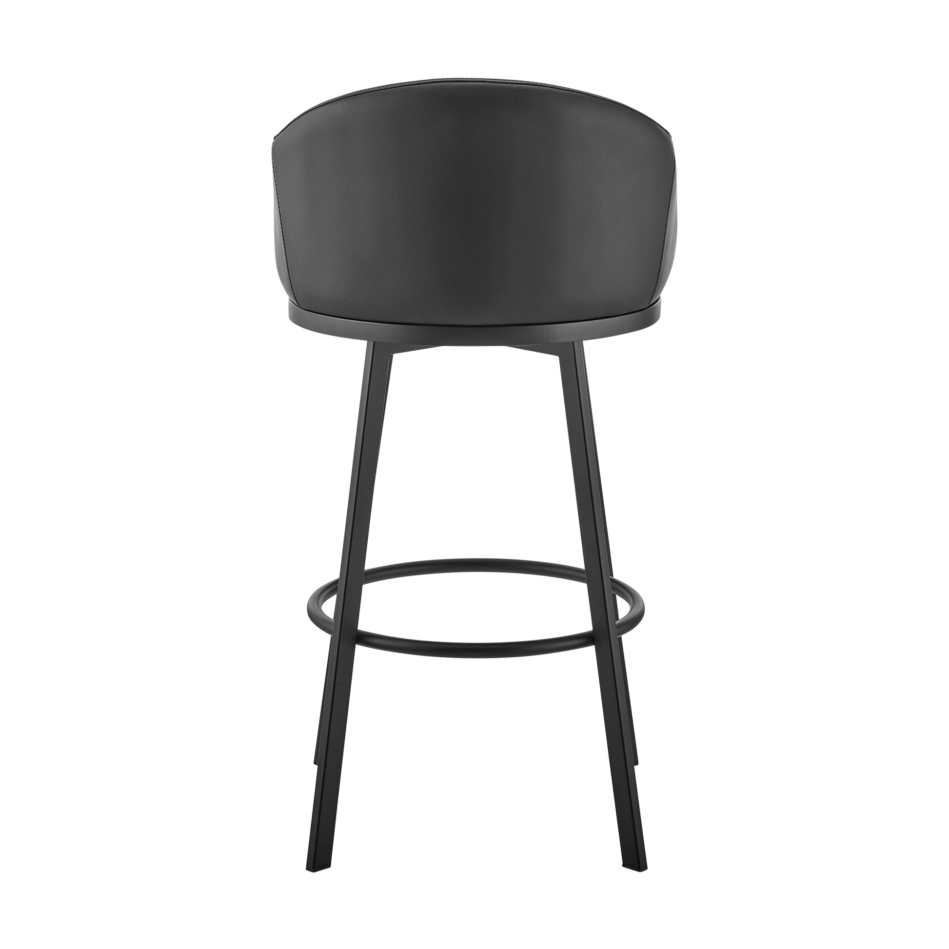 Noran Swivel Counter Stool in Black Metal with Black Faux Leather By Armen Living | Counter Stools | Modishstore - 6