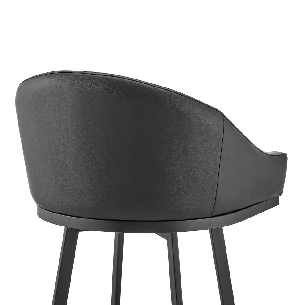 Noran Swivel Counter Stool in Black Metal with Black Faux Leather By Armen Living | Counter Stools | Modishstore - 10