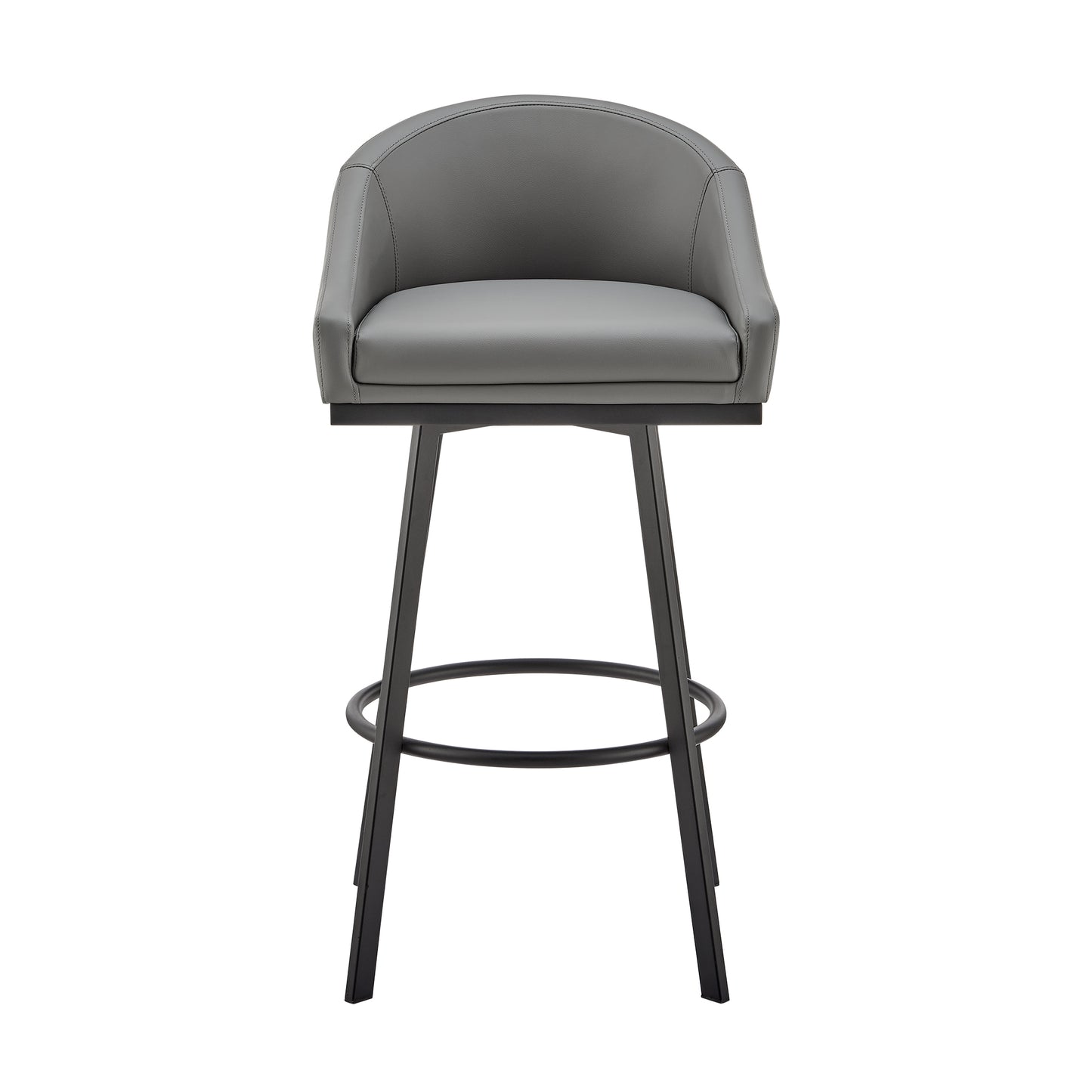 Noran Swivel Counter Stool in Black Metal with Black Faux Leather By Armen Living | Counter Stools | Modishstore - 13