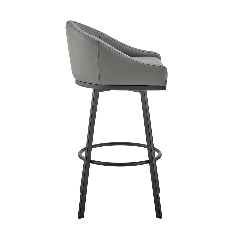 Noran Swivel Counter Stool in Black Metal with Black Faux Leather By Armen Living | Counter Stools | Modishstore - 14