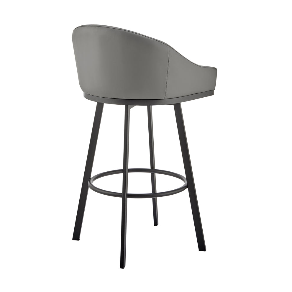 Noran Swivel Counter Stool in Black Metal with Black Faux Leather By Armen Living | Counter Stools | Modishstore - 15