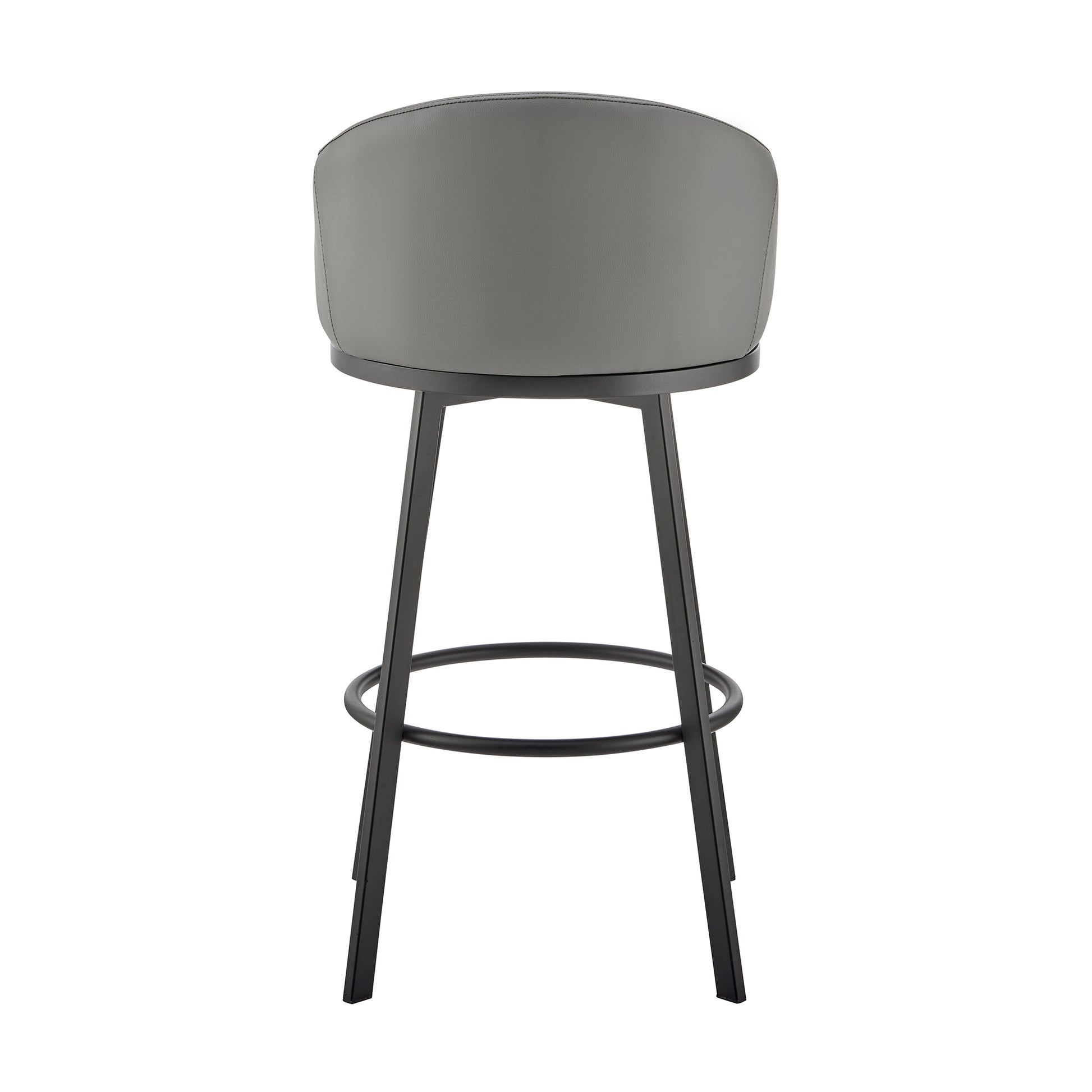 Noran Swivel Counter Stool in Black Metal with Black Faux Leather By Armen Living | Counter Stools | Modishstore - 16
