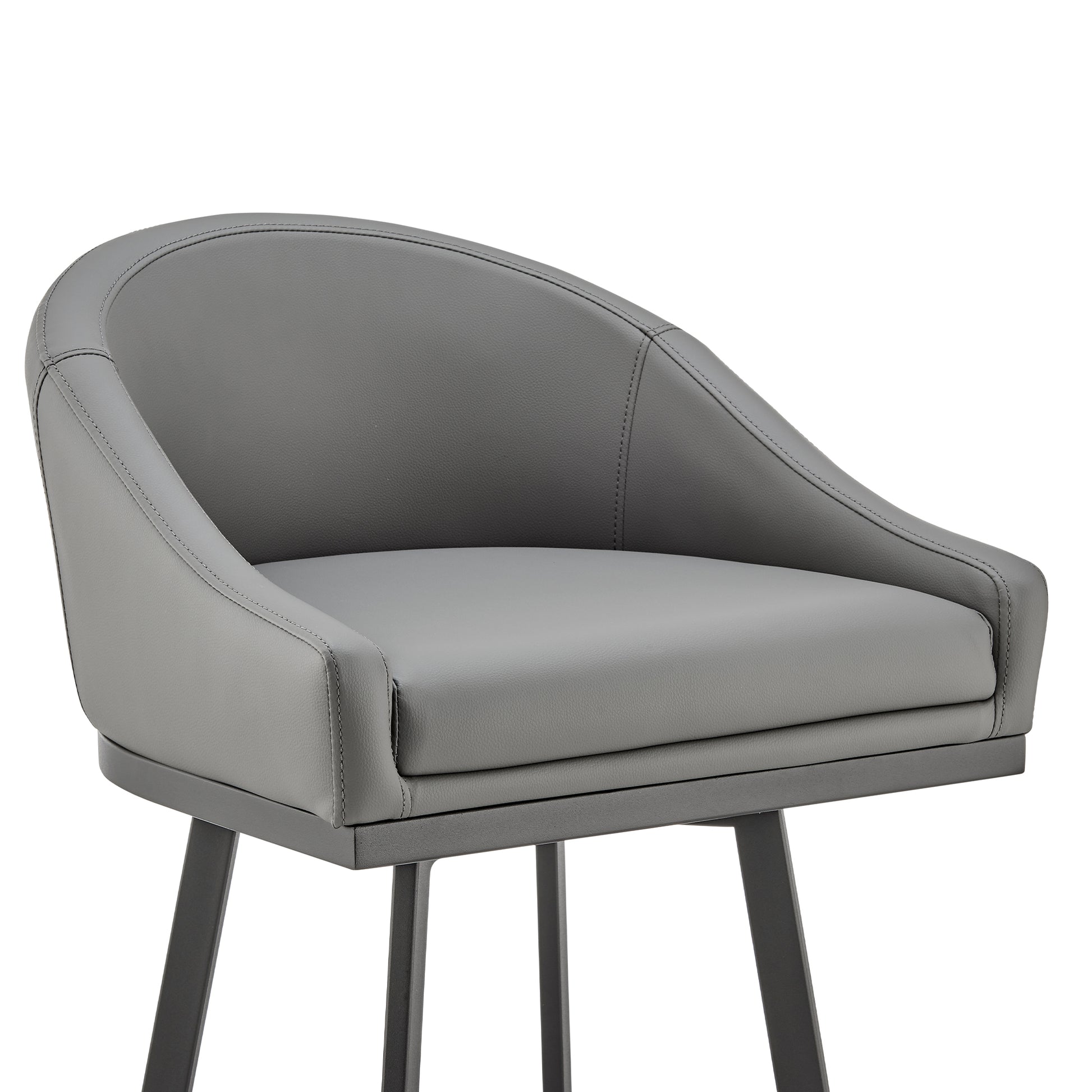 Noran Swivel Counter Stool in Black Metal with Black Faux Leather By Armen Living | Counter Stools | Modishstore - 17