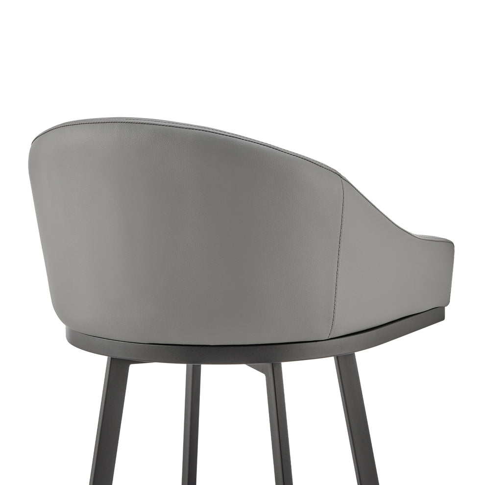 Noran Swivel Counter Stool in Black Metal with Black Faux Leather By Armen Living | Counter Stools | Modishstore - 20