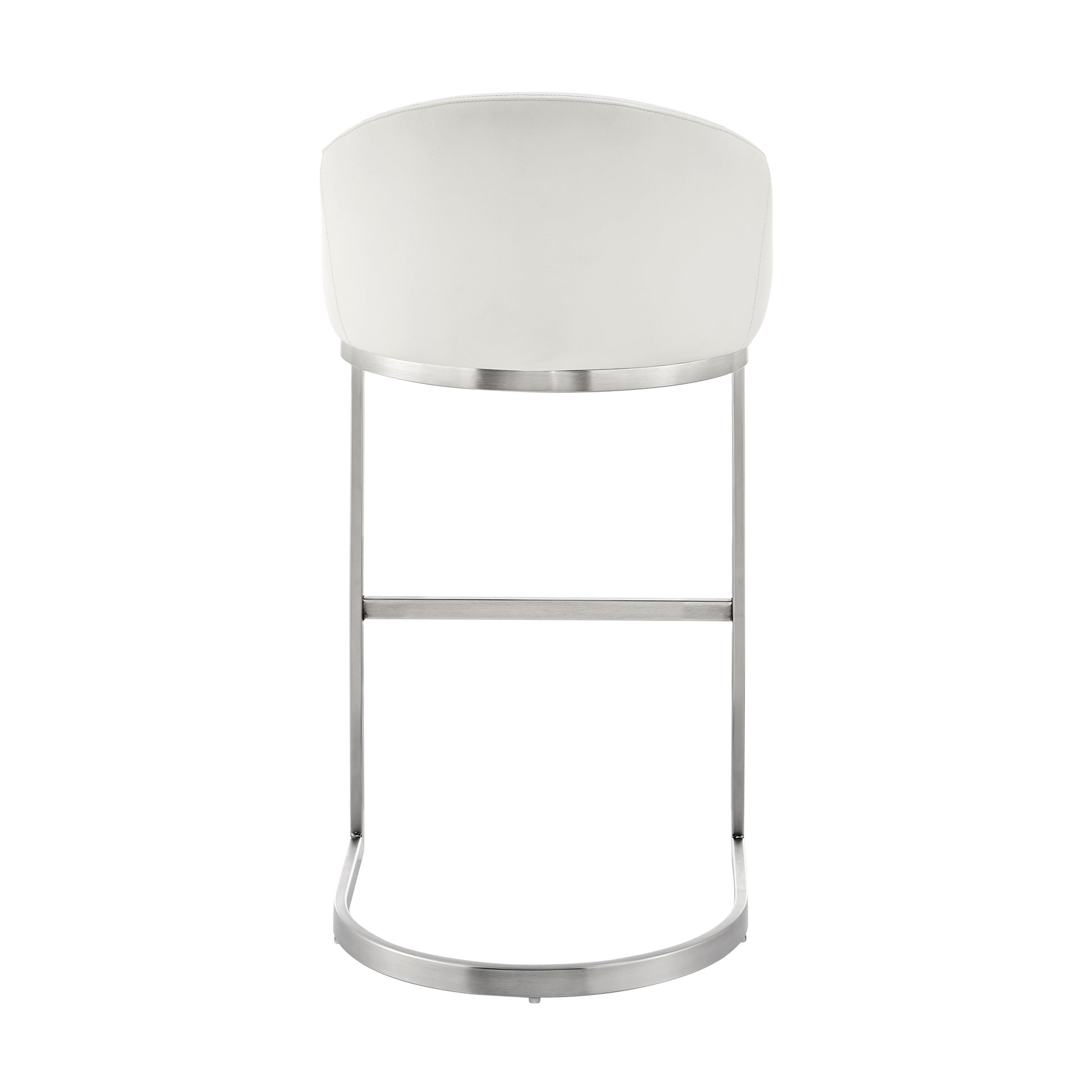 Atherik Bar Stool in Brushed Stainless Steel with White Faux Leather By Armen Living | Bar Stools | Modishstore - 6