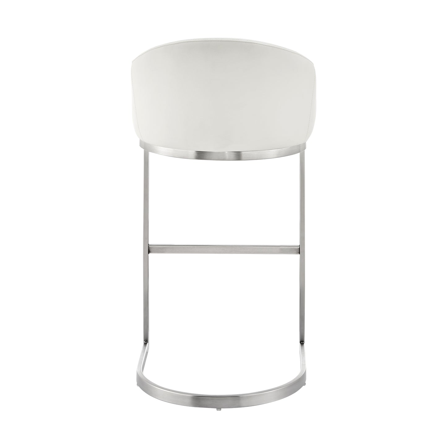 Atherik Bar Stool in Brushed Stainless Steel with White Faux Leather By Armen Living | Bar Stools | Modishstore - 6