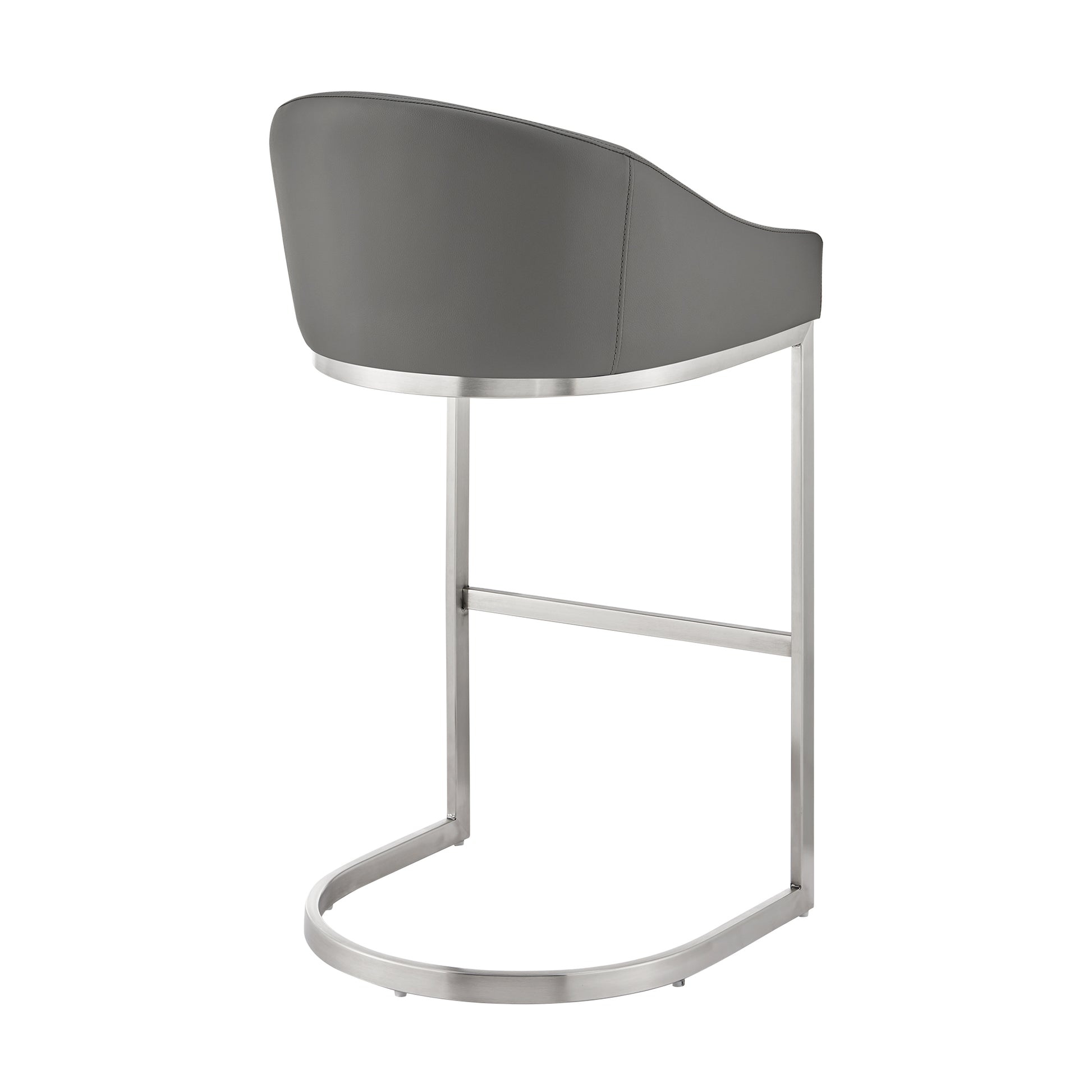 Atherik Bar Stool in Brushed Stainless Steel with White Faux Leather By Armen Living | Bar Stools | Modishstore - 15