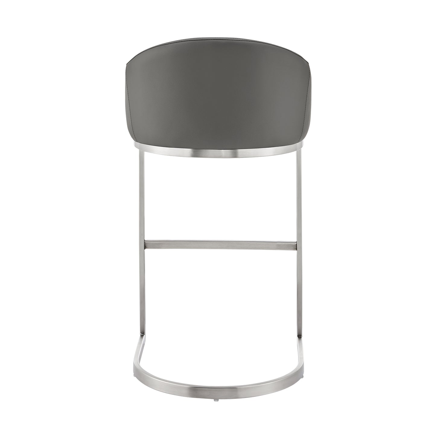 Atherik Bar Stool in Brushed Stainless Steel with White Faux Leather By Armen Living | Bar Stools | Modishstore - 16