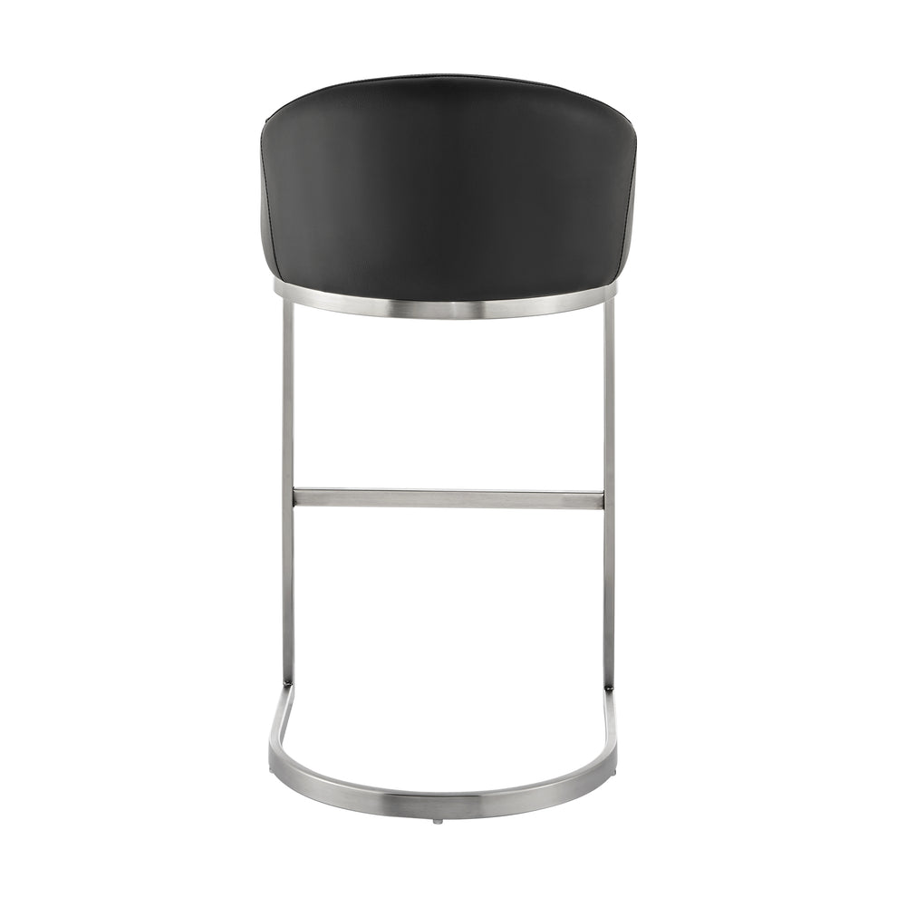Atherik Bar Stool in Brushed Stainless Steel with White Faux Leather By Armen Living | Bar Stools | Modishstore - 26