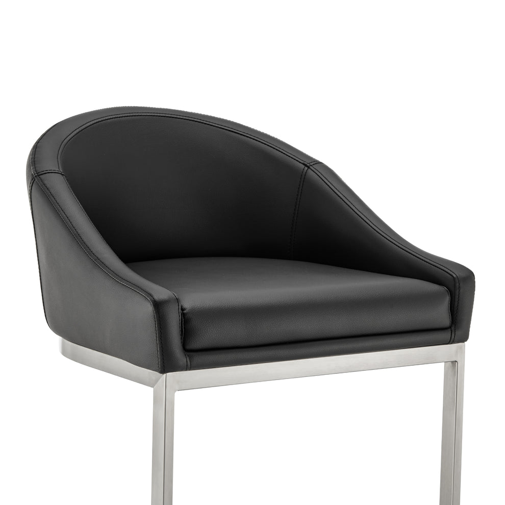Atherik Bar Stool in Brushed Stainless Steel with White Faux Leather By Armen Living | Bar Stools | Modishstore - 27