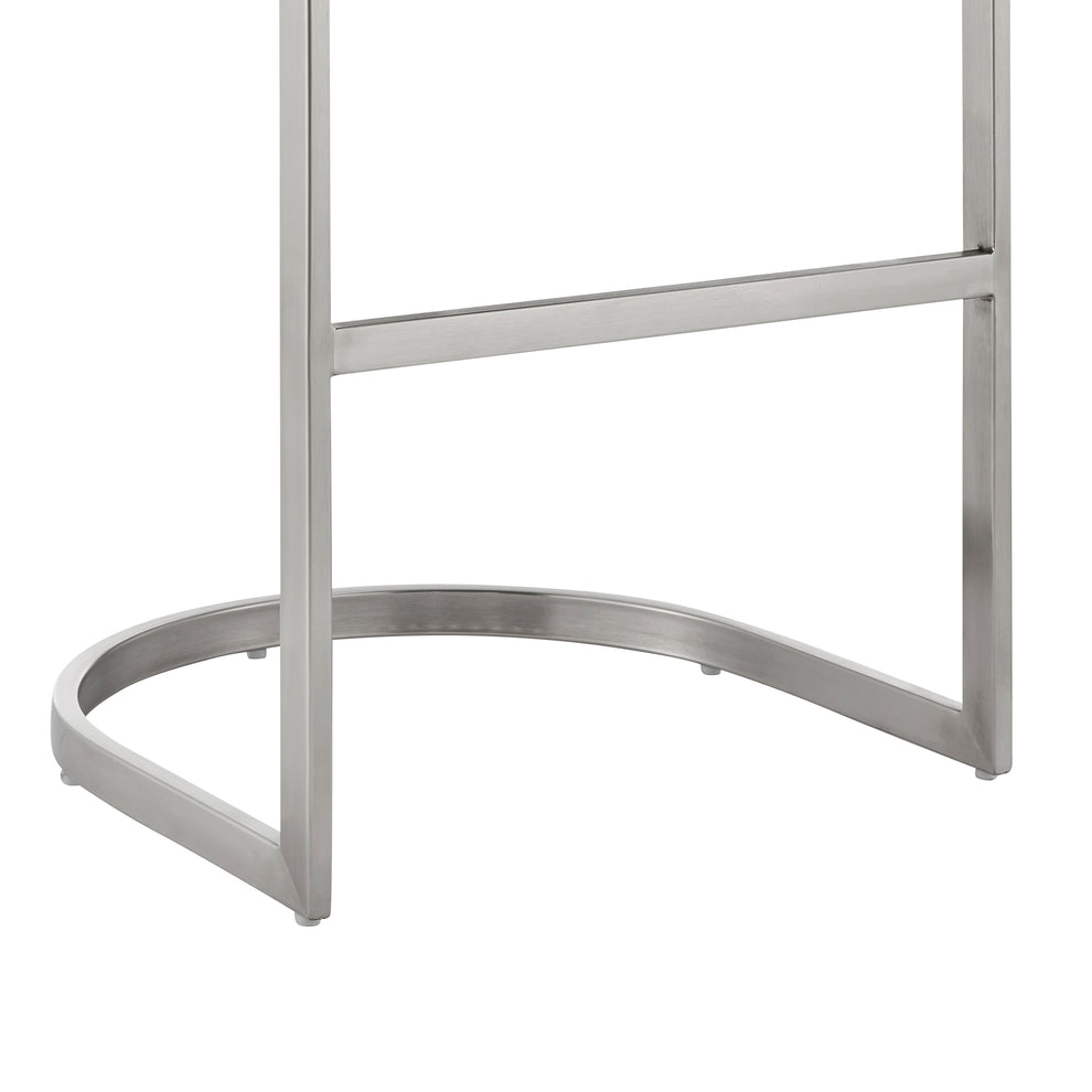 Atherik Bar Stool in Brushed Stainless Steel with White Faux Leather By Armen Living | Bar Stools | Modishstore - 28