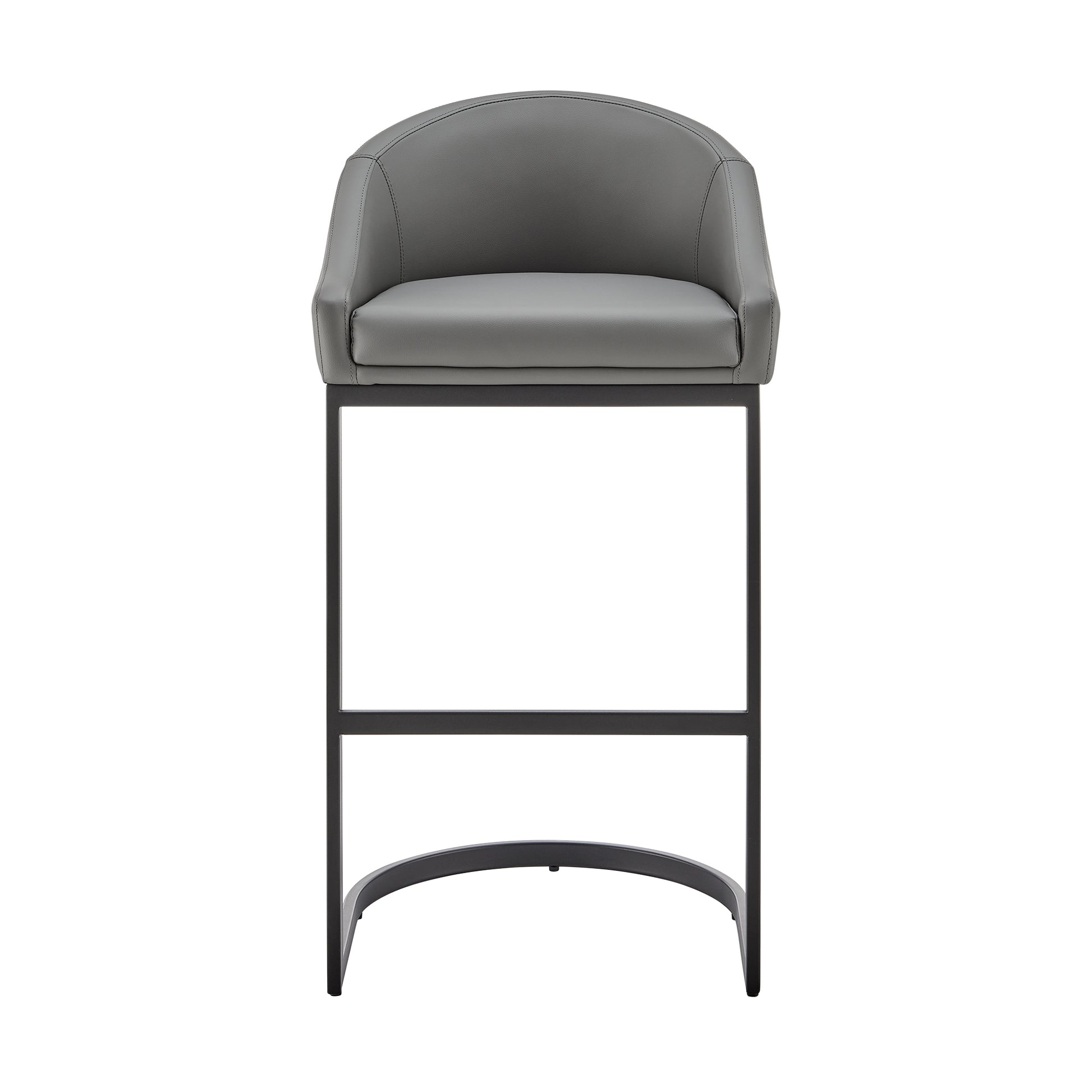 Atherik Bar Stool in Black Metal with Grey Faux Leather By Armen Living | Bar Stools | Modishstore - 3