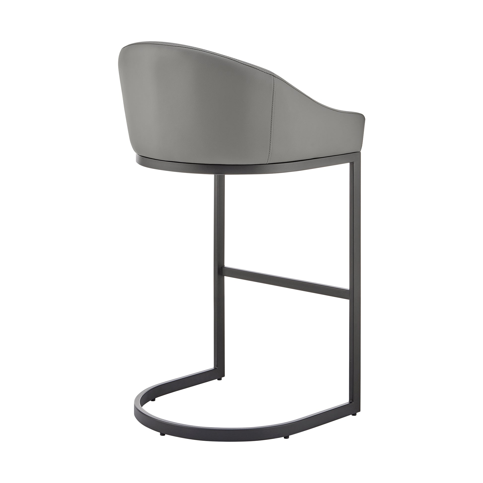 Atherik Bar Stool in Black Metal with Grey Faux Leather By Armen Living | Bar Stools | Modishstore - 5