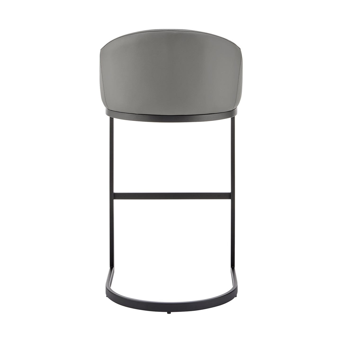 Atherik Bar Stool in Black Metal with Grey Faux Leather By Armen Living | Bar Stools | Modishstore - 6