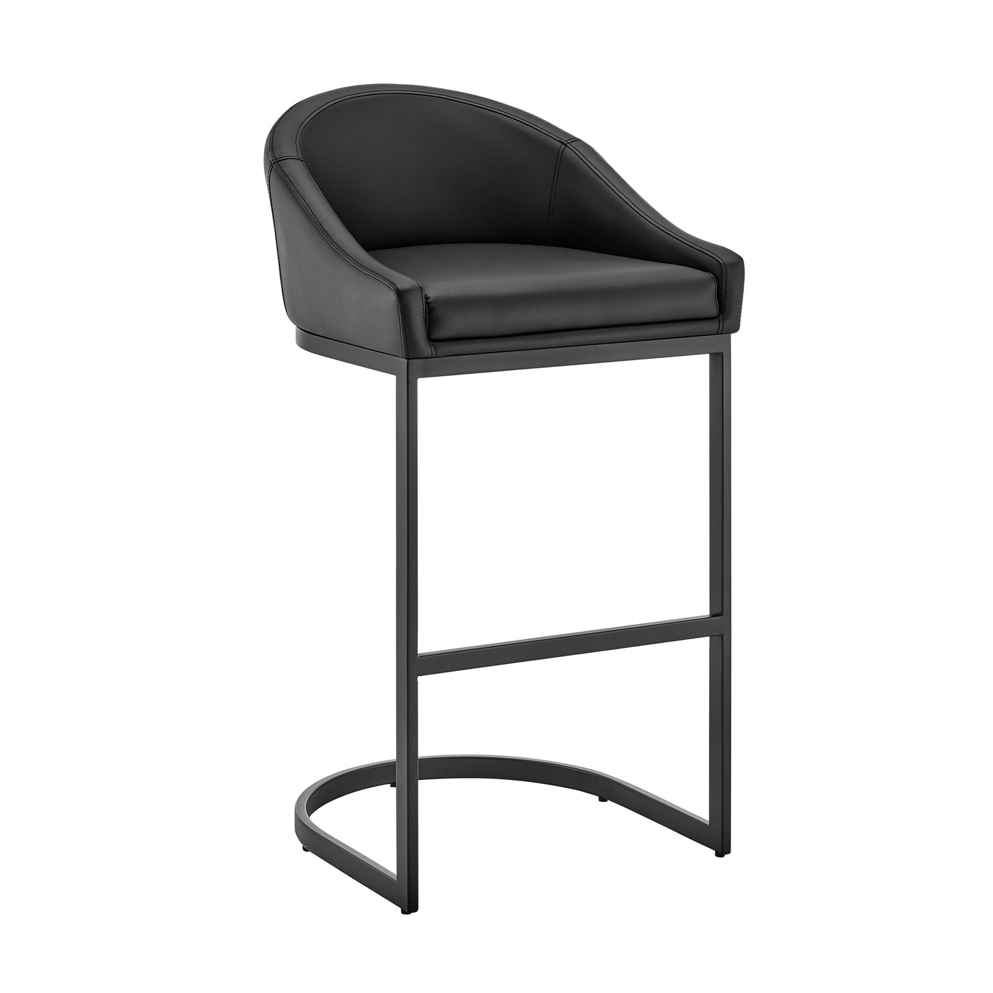 Atherik Bar Stool in Black Metal with Grey Faux Leather By Armen Living | Bar Stools | Modishstore - 12