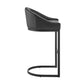 Atherik Bar Stool in Black Metal with Grey Faux Leather By Armen Living | Bar Stools | Modishstore - 14