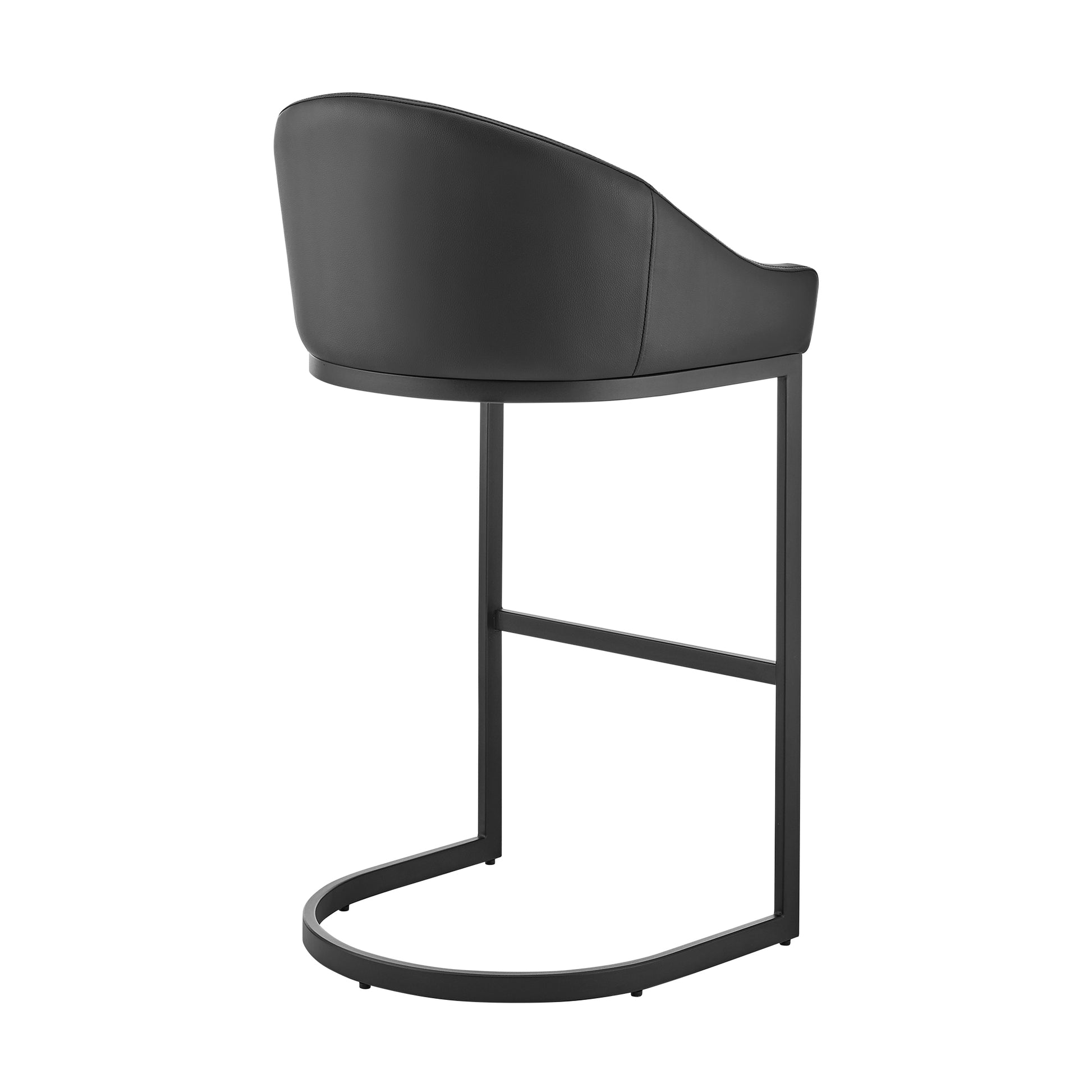 Atherik Bar Stool in Black Metal with Grey Faux Leather By Armen Living | Bar Stools | Modishstore - 15