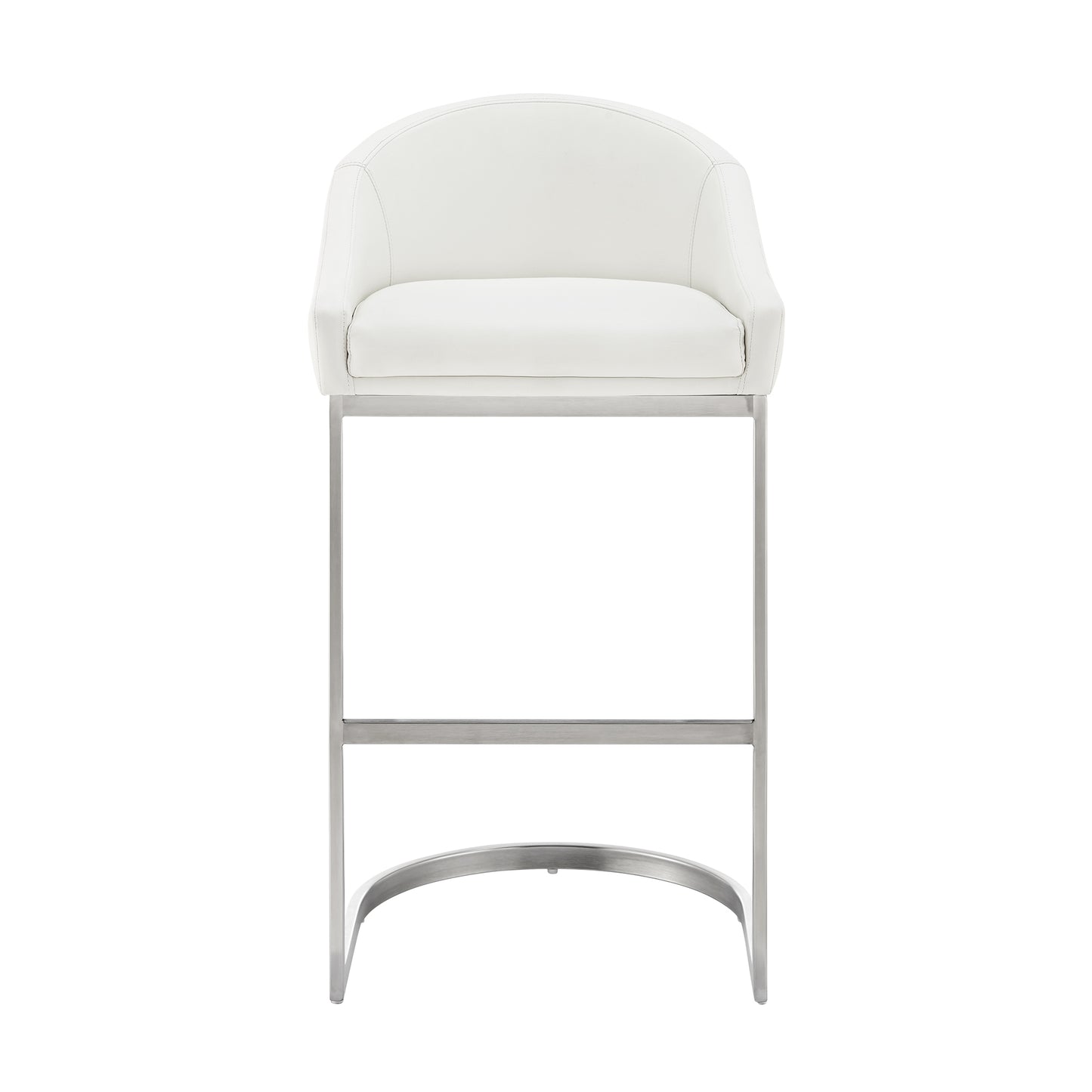 Atherik Counter Stool in Brushed Stainless Steel with White Faux Leather By Armen Living | Counter Stools | Modishstore - 3