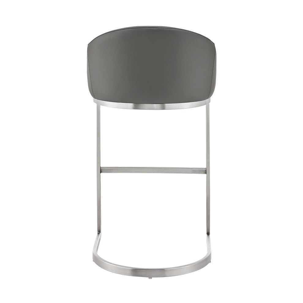 Atherik Counter Stool in Brushed Stainless Steel with White Faux Leather By Armen Living | Counter Stools | Modishstore - 16