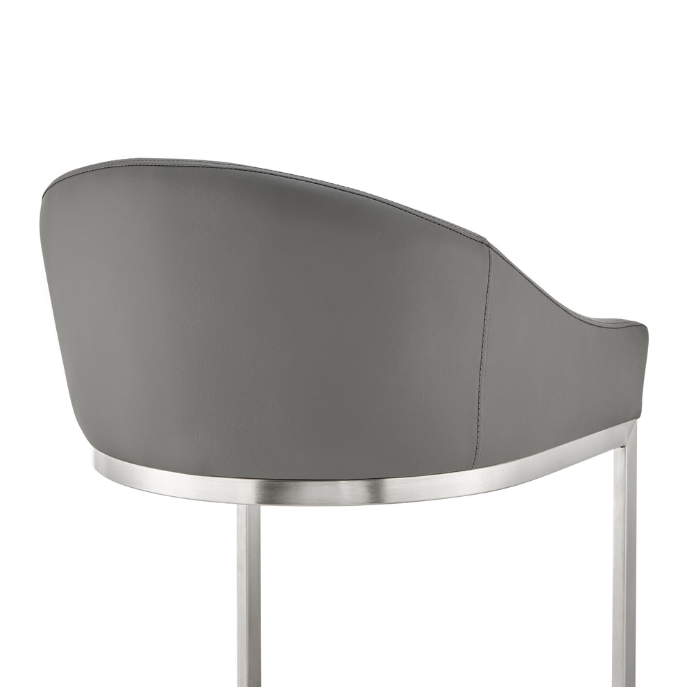 Atherik Counter Stool in Brushed Stainless Steel with White Faux Leather By Armen Living | Counter Stools | Modishstore - 20