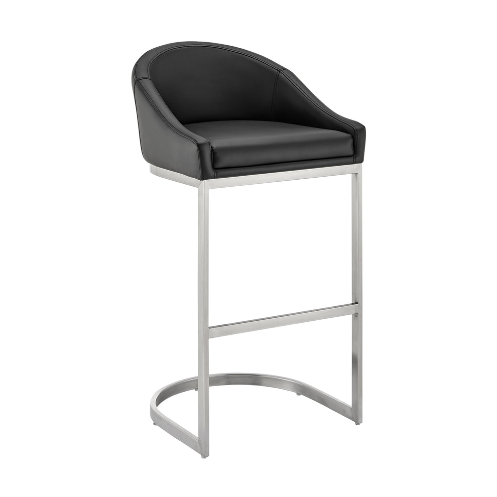 Atherik Counter Stool in Brushed Stainless Steel with White Faux Leather By Armen Living | Counter Stools | Modishstore - 22