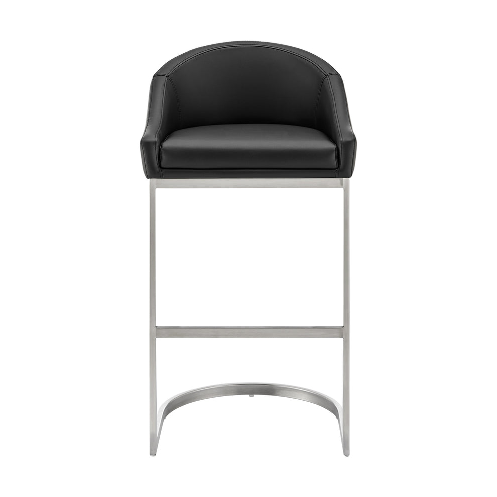 Atherik Counter Stool in Brushed Stainless Steel with White Faux Leather By Armen Living | Counter Stools | Modishstore - 23