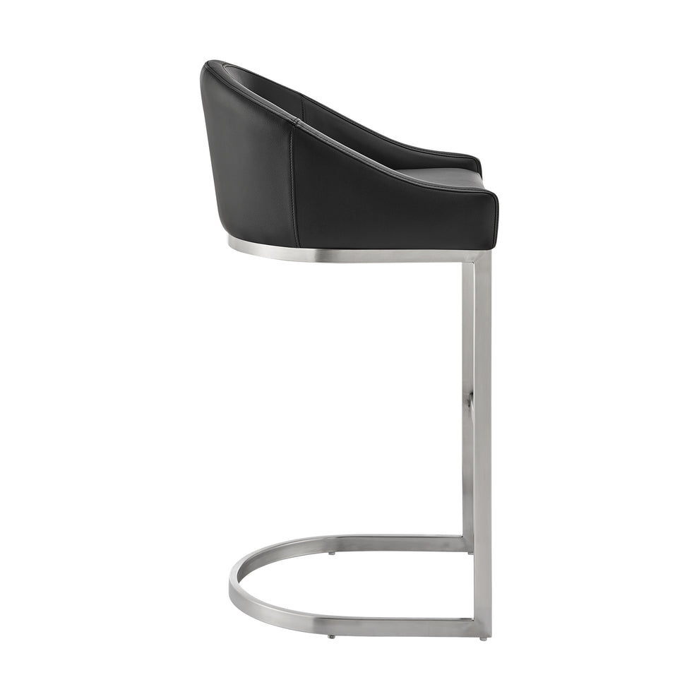 Atherik Counter Stool in Brushed Stainless Steel with White Faux Leather By Armen Living | Counter Stools | Modishstore - 24